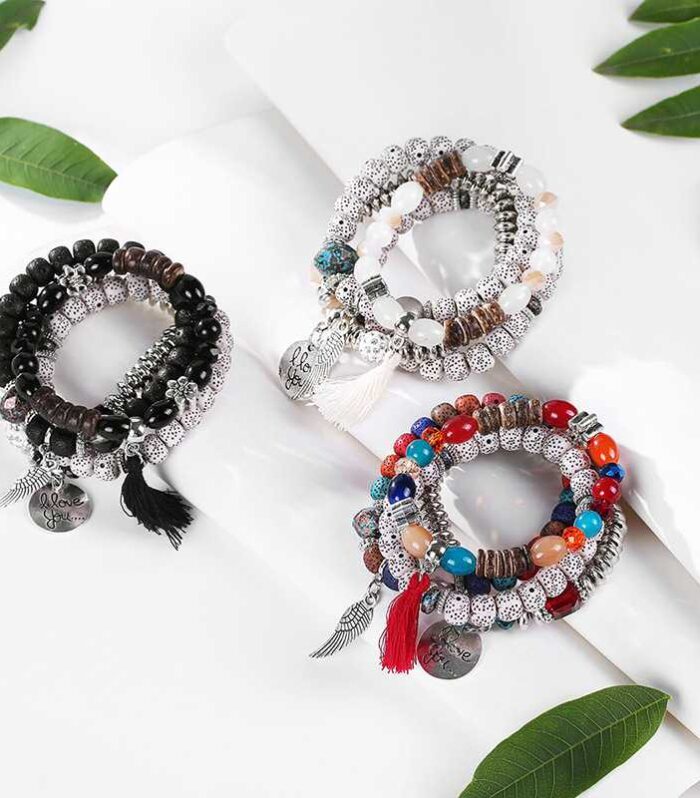 Ethnic Elastic Multilayer Beaded Bracelet