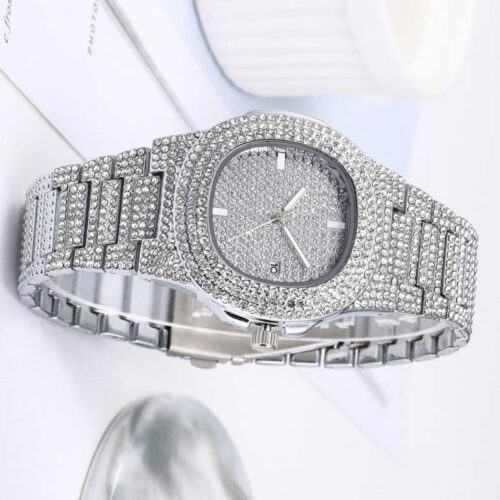 Iced-Out Silver Watch