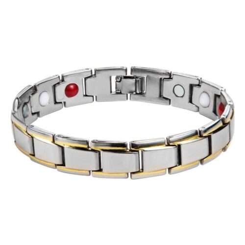 Titanium Ionic Energy Germanium Magnetic Silver-Gold Bracelets